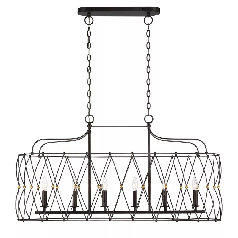 Zucca 6 Light English BronzeAntique Gold Linear Chandelier